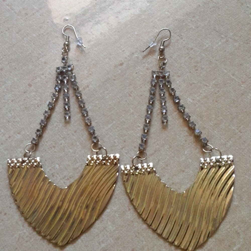Gold Rhinestone Statement Earrings